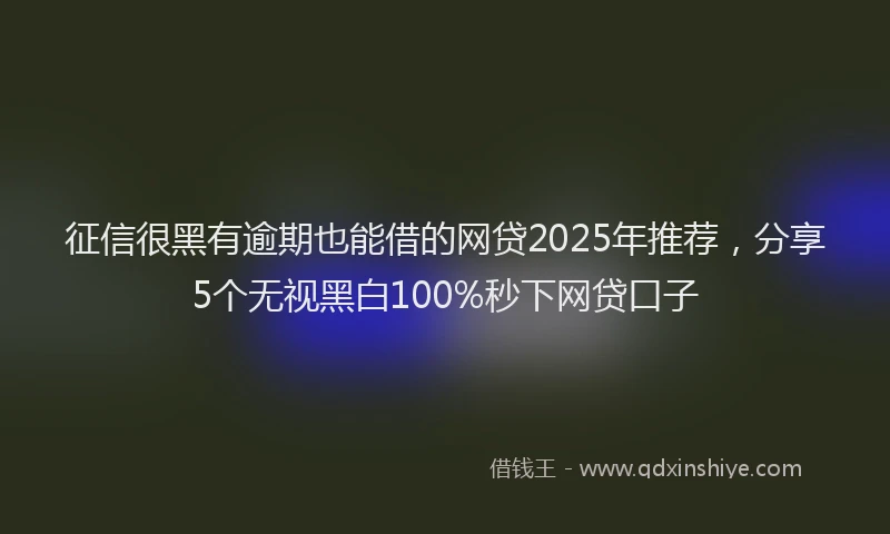 征信很黑有逾期也能借的网贷2025年推荐，分享5个无视黑白100%秒下网贷口子