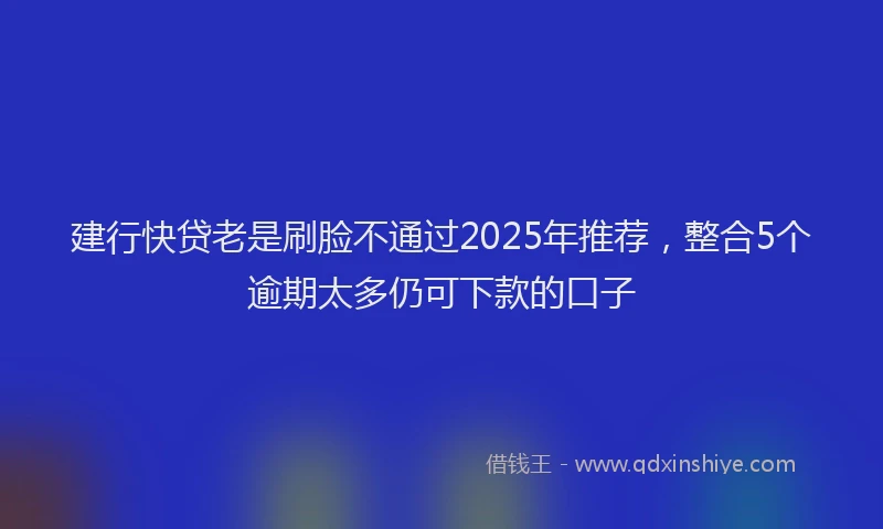 建行快贷老是刷脸不通过2025年推荐，整合5个逾期太多仍可下款的口子