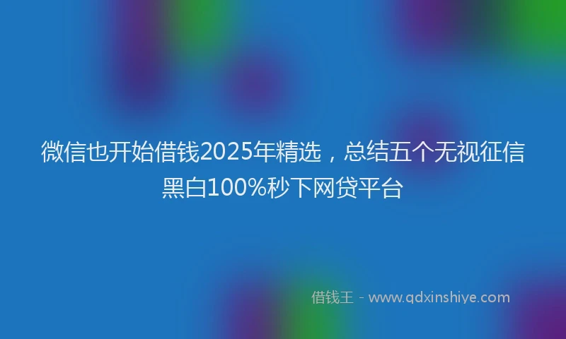 微信也开始借钱2025年精选，总结五个无视征信黑白100%秒下网贷平台