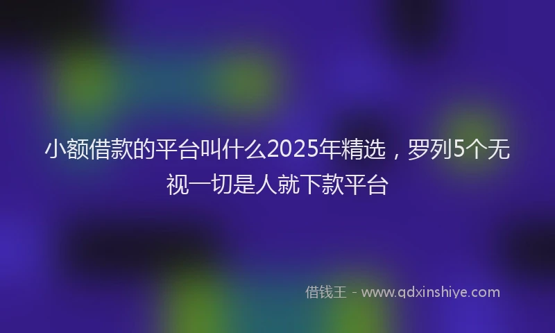 小额借款的平台叫什么2025年精选，罗列5个无视一切是人就下款平台