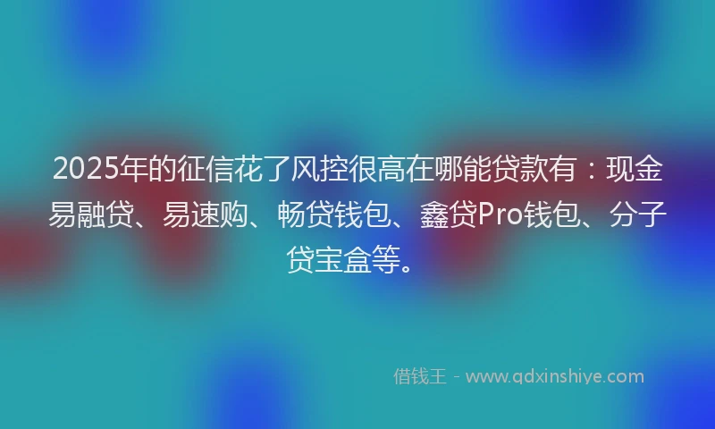 2025年的征信花了风控很高在哪能贷款有：现金易融贷、易速购、畅贷钱包、鑫贷Pro钱包、分子贷宝盒等。