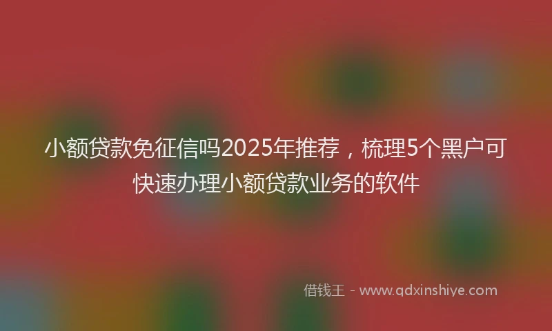 小额贷款免征信吗2025年推荐，梳理5个黑户可快速办理小额贷款业务的软件