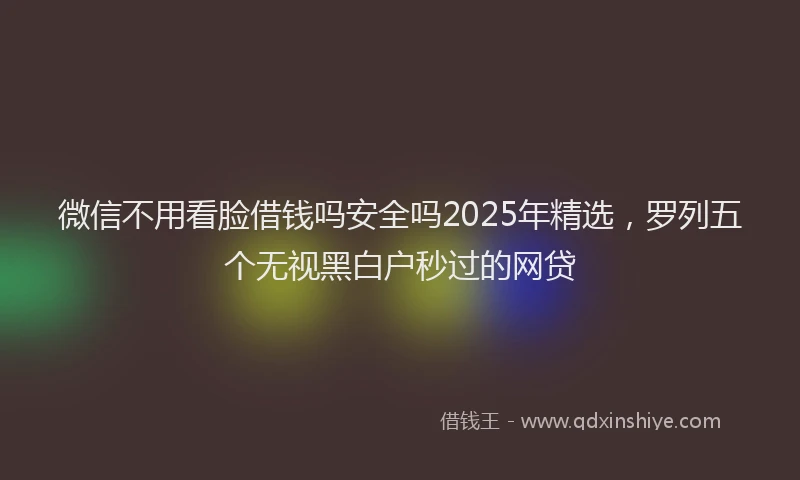 微信不用看脸借钱吗安全吗2025年精选，罗列五个无视黑白户秒过的网贷