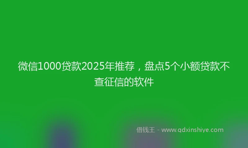 微信1000贷款2025年推荐，盘点5个小额贷款不查征信的软件