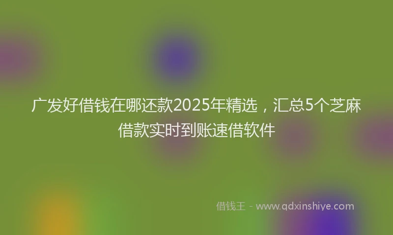 广发好借钱在哪还款2025年精选，汇总5个芝麻借款实时到账速借软件