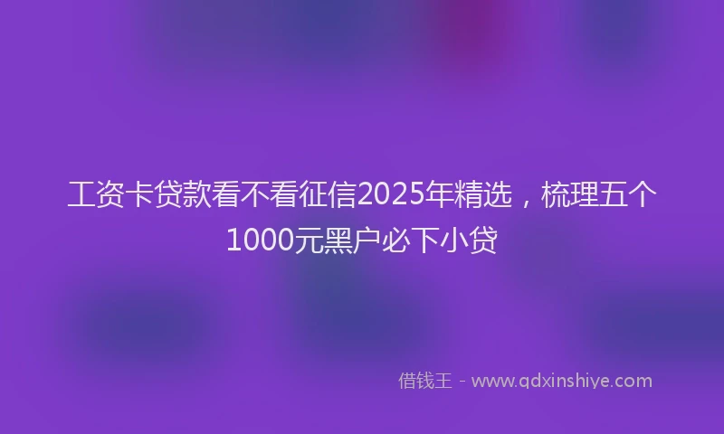 工资卡贷款看不看征信2025年精选，梳理五个1000元黑户必下小贷