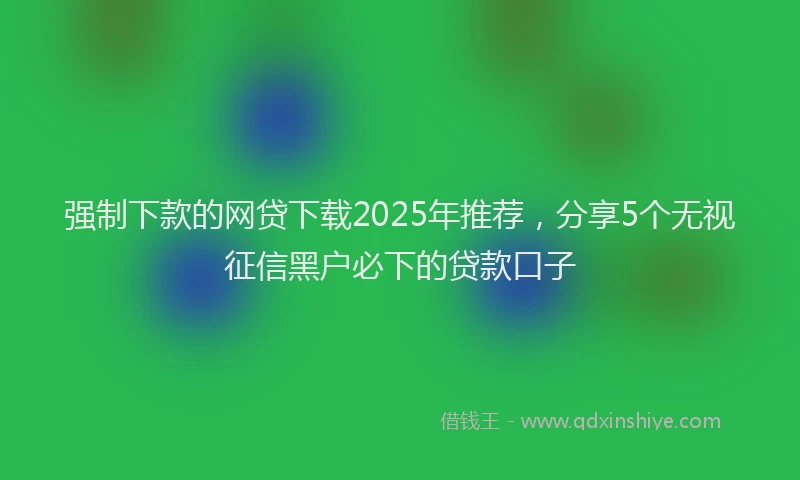 强制下款的网贷下载2025年推荐，分享5个无视征信黑户必下的贷款口子