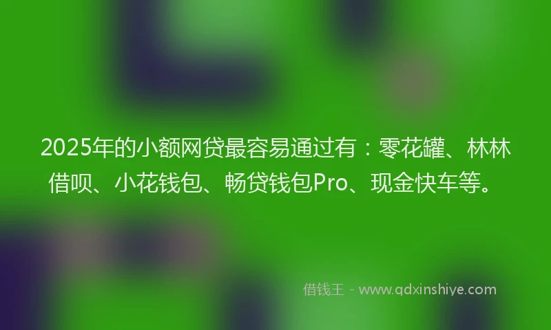 2025年的小额网贷最容易通过有：零花罐、林林借呗、小花钱包、畅贷钱包Pro、现金快车等。