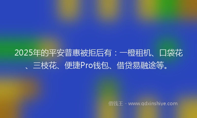 2025年的平安普惠被拒后有：一橙租机、口袋花、三枝花、便捷Pro钱包、借贷易融途等。