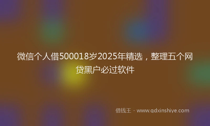 微信个人借500018岁2025年精选，整理五个网贷黑户必过软件