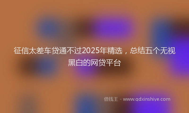 征信太差车贷通不过2025年精选，总结五个无视黑白的网贷平台