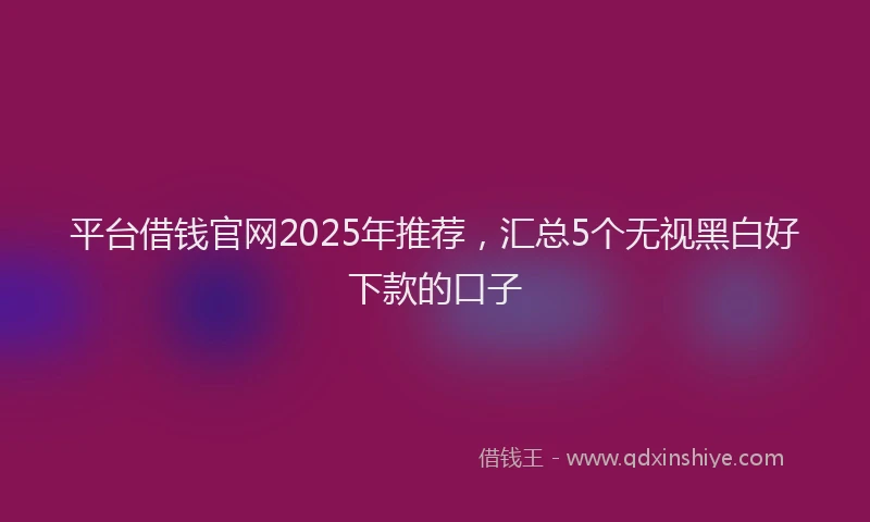 平台借钱官网2025年推荐，汇总5个无视黑白好下款的口子