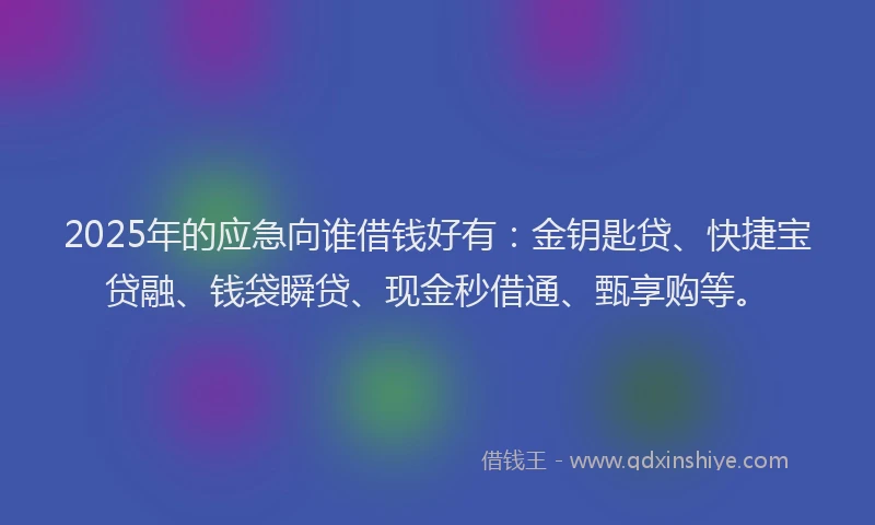 2025年的应急向谁借钱好有：金钥匙贷、快捷宝贷融、钱袋瞬贷、现金秒借通、甄享购等。