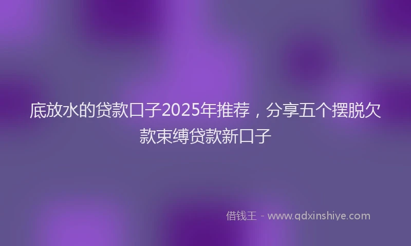 底放水的贷款口子2025年推荐，分享五个摆脱欠款束缚贷款新口子