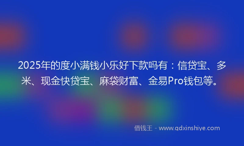 2025年的度小满钱小乐好下款吗有：信贷宝、多米、现金快贷宝、麻袋财富、金易Pro钱包等。