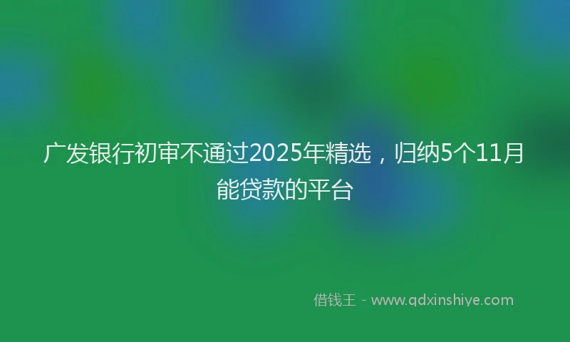 广发银行初审不通过2025年精选，归纳5个11月能贷款的平台