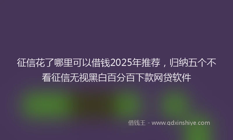 征信花了哪里可以借钱2025年推荐，归纳五个不看征信无视黑白百分百下款网贷软件