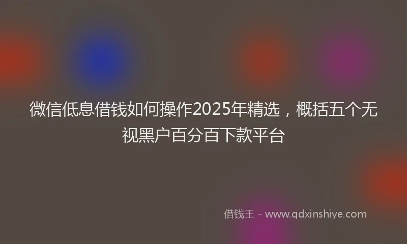 微信低息借钱如何操作2025年精选，概括五个无视黑户百分百下款平台
