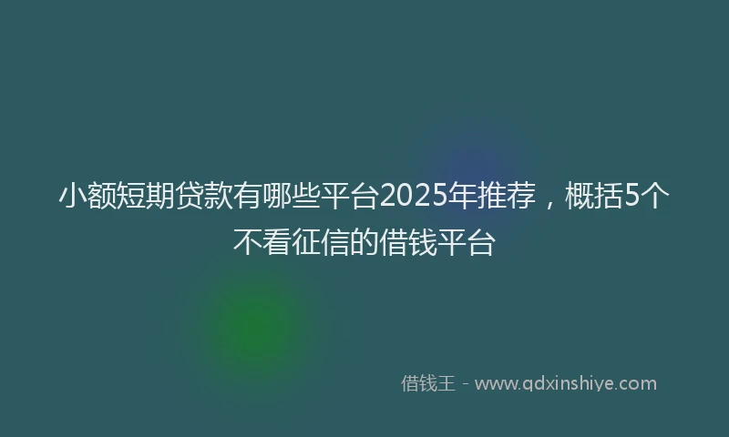 小额短期贷款有哪些平台2025年推荐，概括5个不看征信的借钱平台