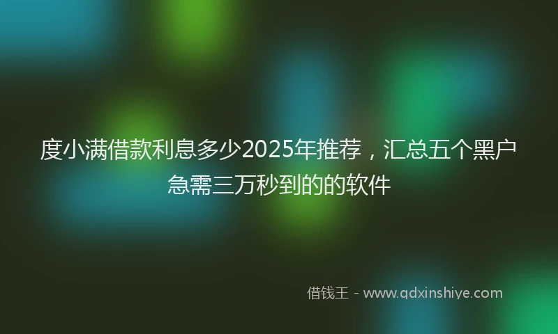 度小满借款利息多少2025年推荐，汇总五个黑户急需三万秒到的的软件