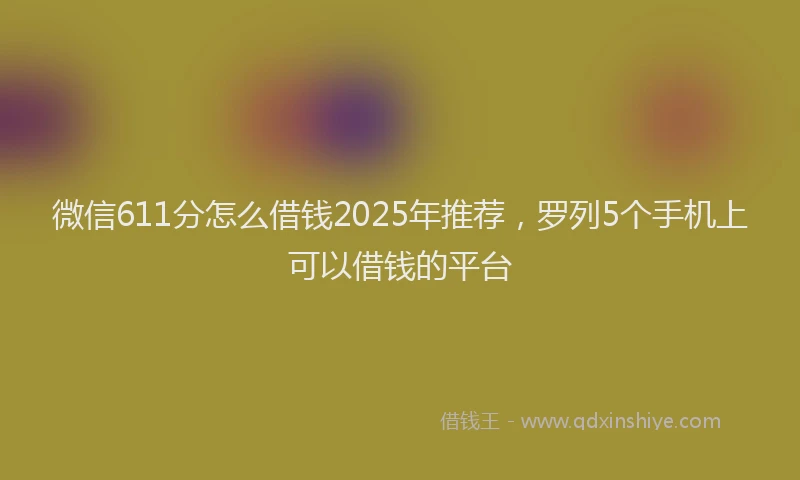 微信611分怎么借钱2025年推荐，罗列5个手机上可以借钱的平台