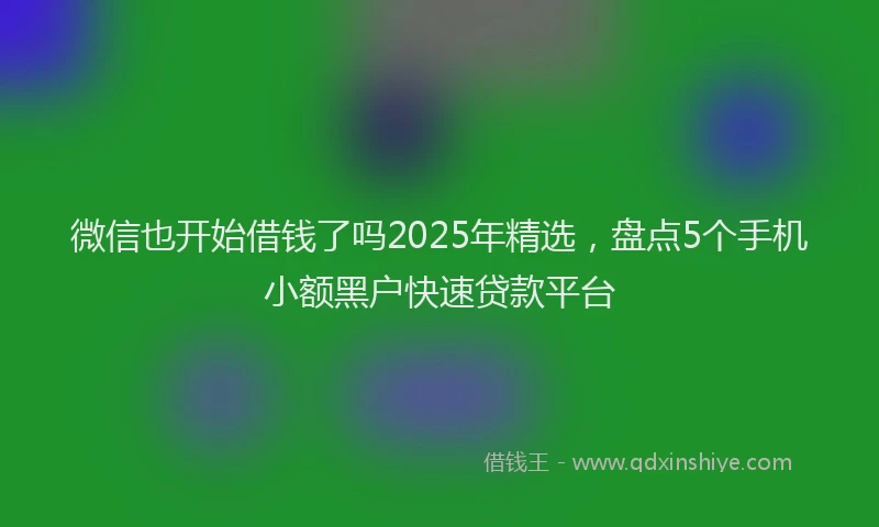微信也开始借钱了吗2025年精选，盘点5个手机小额黑户快速贷款平台