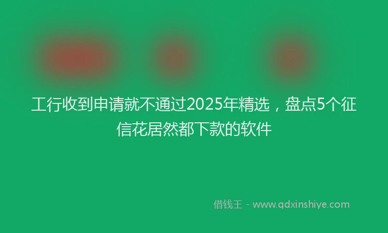 工行收到申请就不通过2025年精选，盘点5个征信花居然都下款的软件