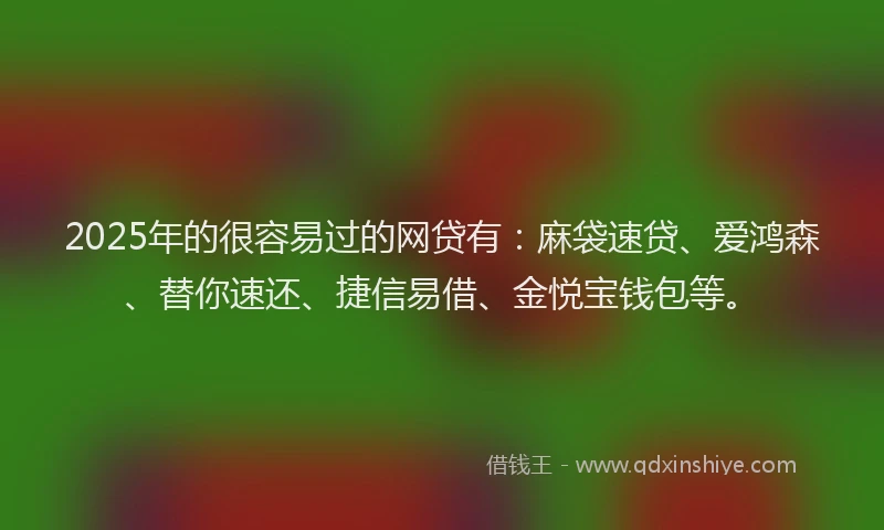 2025年的很容易过的网贷有：麻袋速贷、爱鸿森、替你速还、捷信易借、金悦宝钱包等。