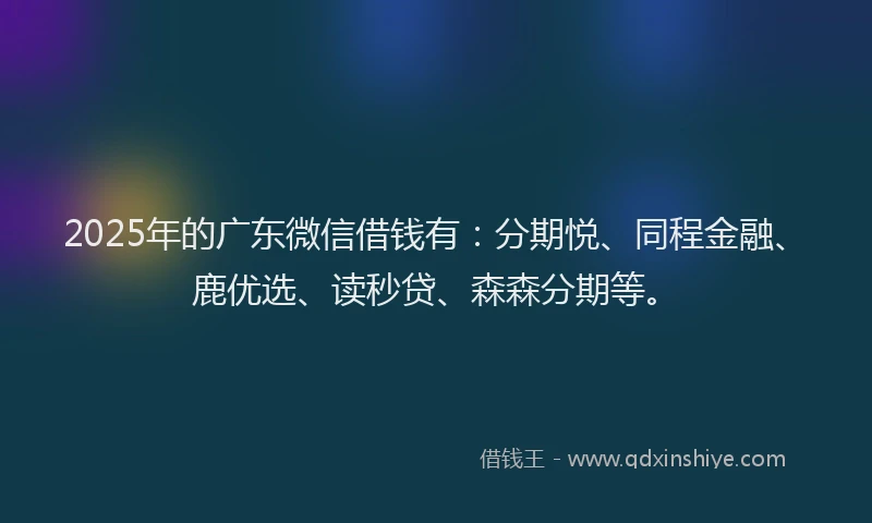 2025年的广东微信借钱有：分期悦、同程金融、鹿优选、读秒贷、森森分期等。