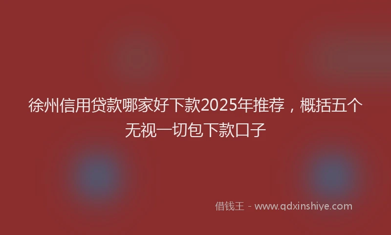 徐州信用贷款哪家好下款2025年推荐，概括五个无视一切包下款口子