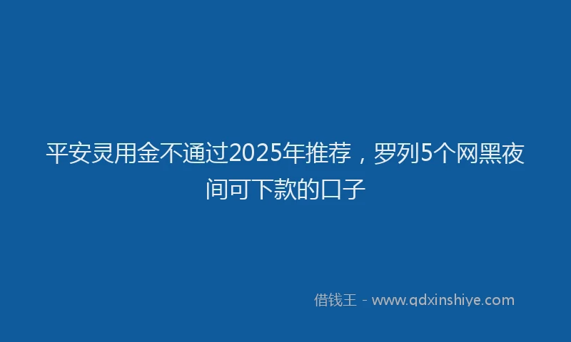 平安灵用金不通过2025年推荐，罗列5个网黑夜间可下款的口子