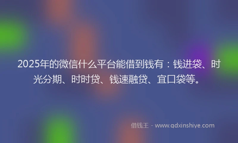 2025年的微信什么平台能借到钱有：钱进袋、时光分期、时时贷、钱速融贷、宜口袋等。
