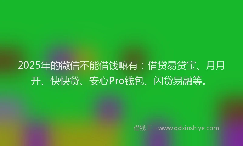 2025年的微信不能借钱嘛有：借贷易贷宝、月月开、快快贷、安心Pro钱包、闪贷易融等。