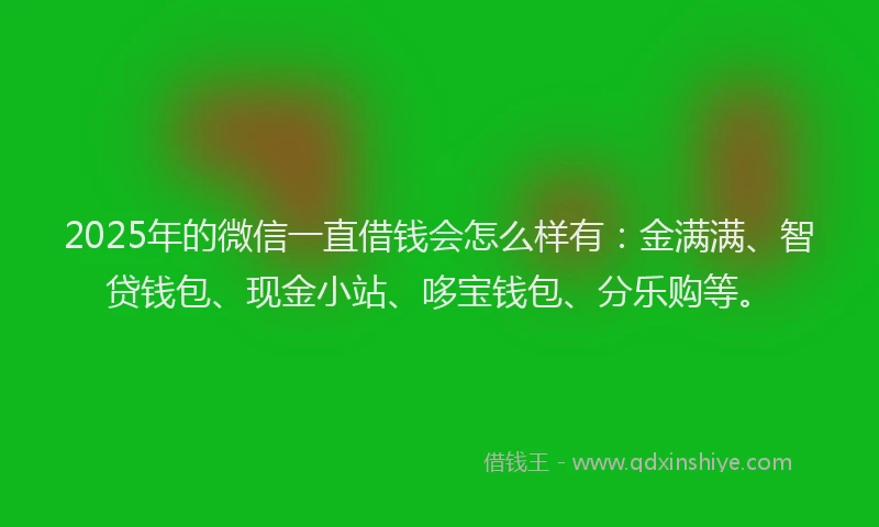 2025年的微信一直借钱会怎么样有：金满满、智贷钱包、现金小站、哆宝钱包、分乐购等。