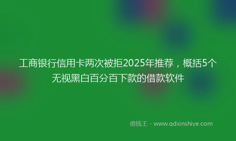 工商银行信用卡两次被拒2025年推荐，概括5个无视黑白百分百下款的借款软件