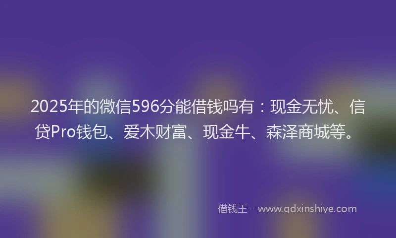 2025年的微信596分能借钱吗有：现金无忧、信贷Pro钱包、爱木财富、现金牛、森泽商城等。