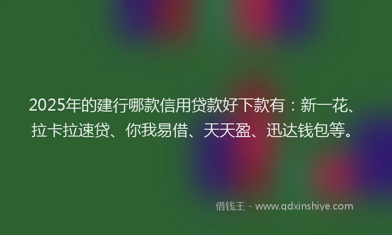 2025年的建行哪款信用贷款好下款有：新一花、拉卡拉速贷、你我易借、天天盈、迅达钱包等。