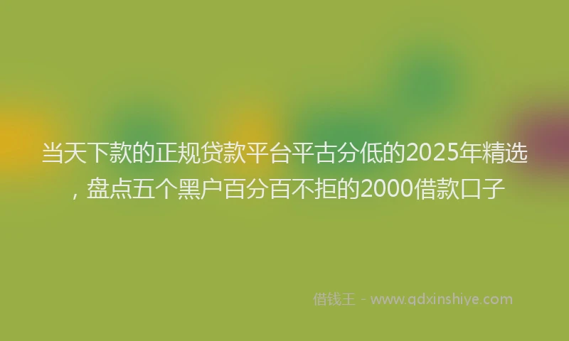 当天下款的正规贷款平台平古分低的2025年精选，盘点五个黑户百分百不拒的2000借款口子