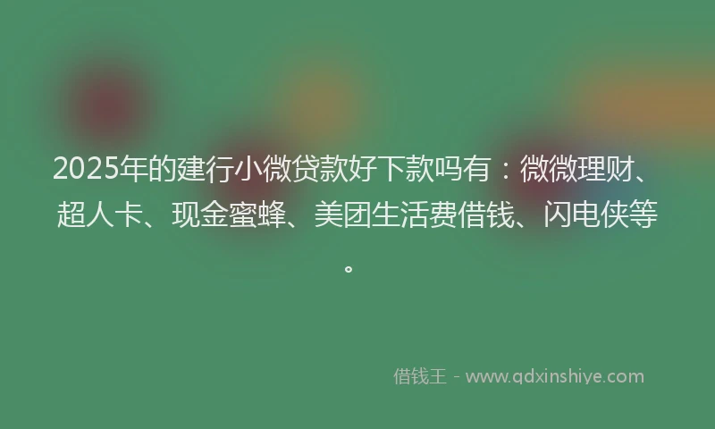 2025年的建行小微贷款好下款吗有：微微理财、超人卡、现金蜜蜂、美团生活费借钱、闪电侠等。