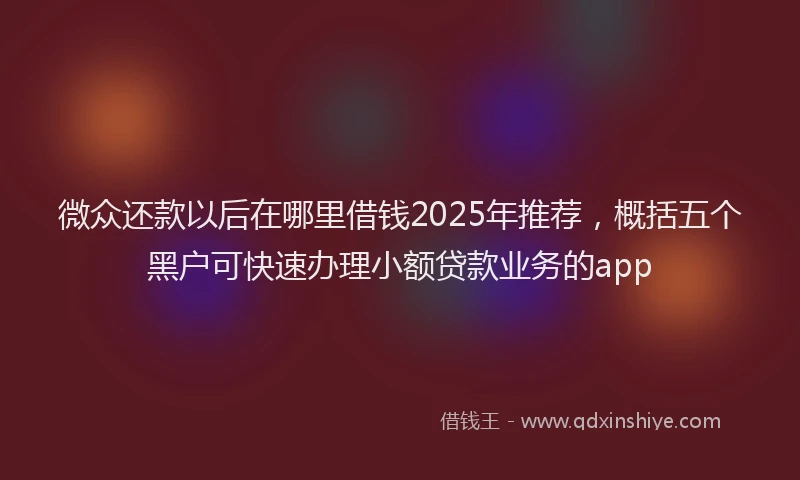 微众还款以后在哪里借钱2025年推荐，概括五个黑户可快速办理小额贷款业务的app