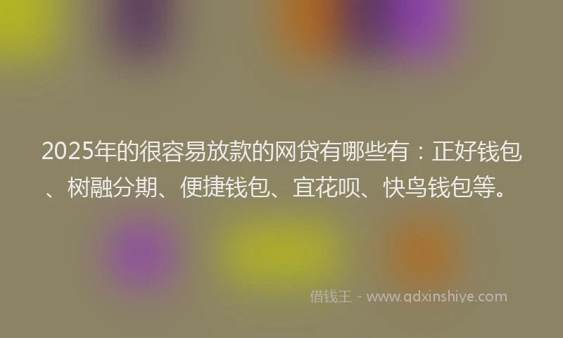 2025年的很容易放款的网贷有哪些有：正好钱包、树融分期、便捷钱包、宜花呗、快鸟钱包等。