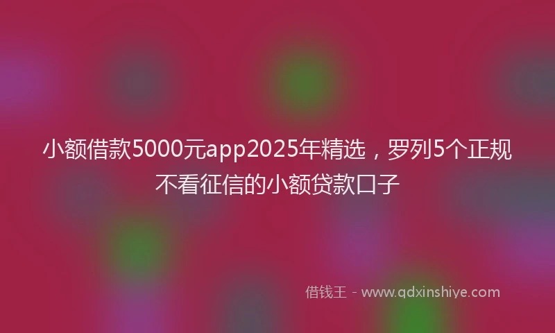 小额借款5000元app2025年精选，罗列5个正规不看征信的小额贷款口子