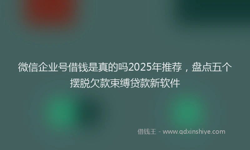微信企业号借钱是真的吗2025年推荐，盘点五个摆脱欠款束缚贷款新软件