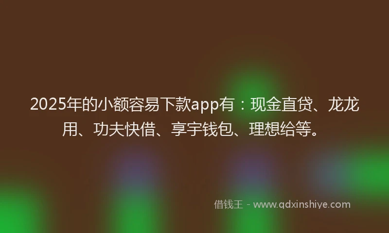 2025年的小额容易下款app有：现金直贷、龙龙用、功夫快借、享宇钱包、理想给等。