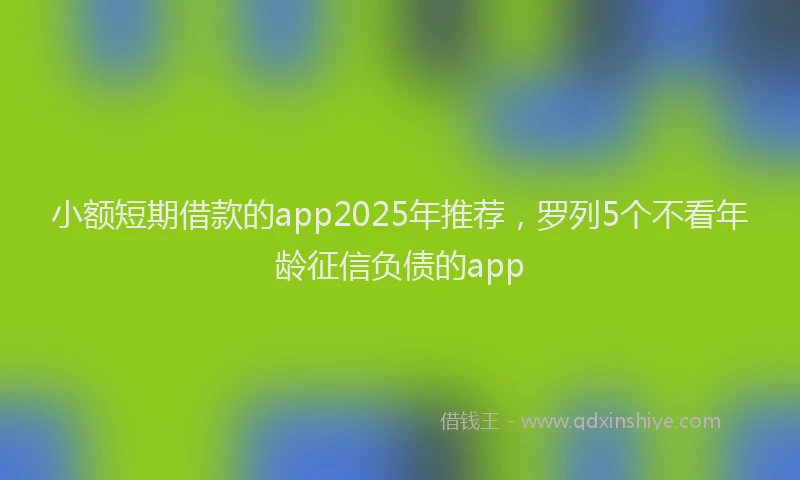 小额短期借款的app2025年推荐，罗列5个不看年龄征信负债的app