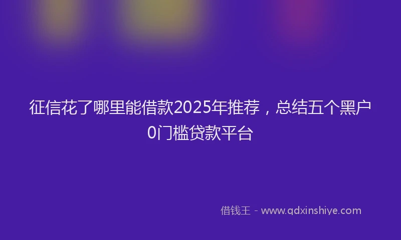 征信花了哪里能借款2025年推荐，总结五个黑户0门槛贷款平台