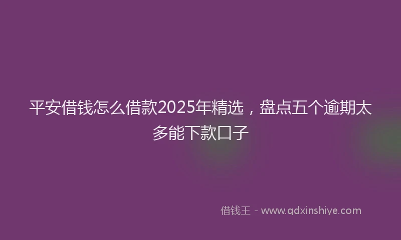 平安借钱怎么借款2025年精选，盘点五个逾期太多能下款口子