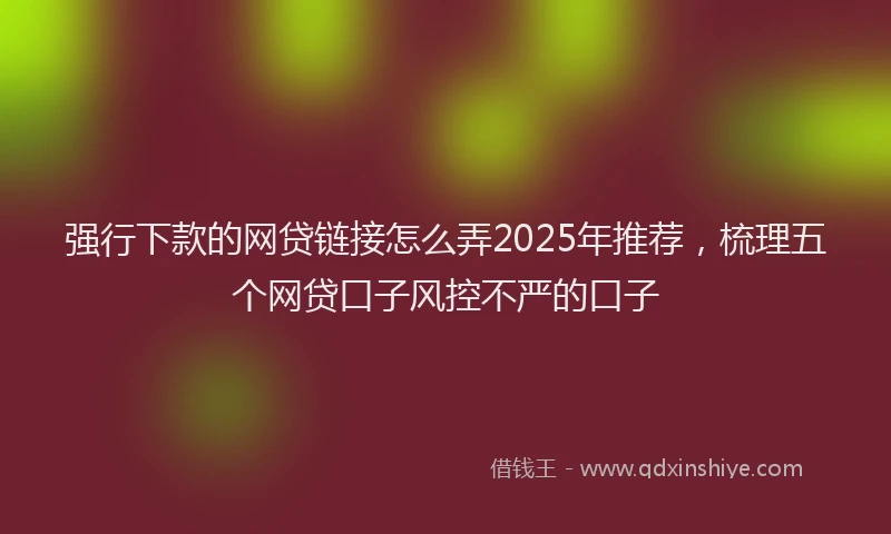 强行下款的网贷链接怎么弄2025年推荐，梳理五个网贷口子风控不严的口子