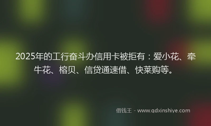 2025年的工行奋斗办信用卡被拒有：爱小花、牵牛花、榕贝、信贷通速借、快莱购等。
