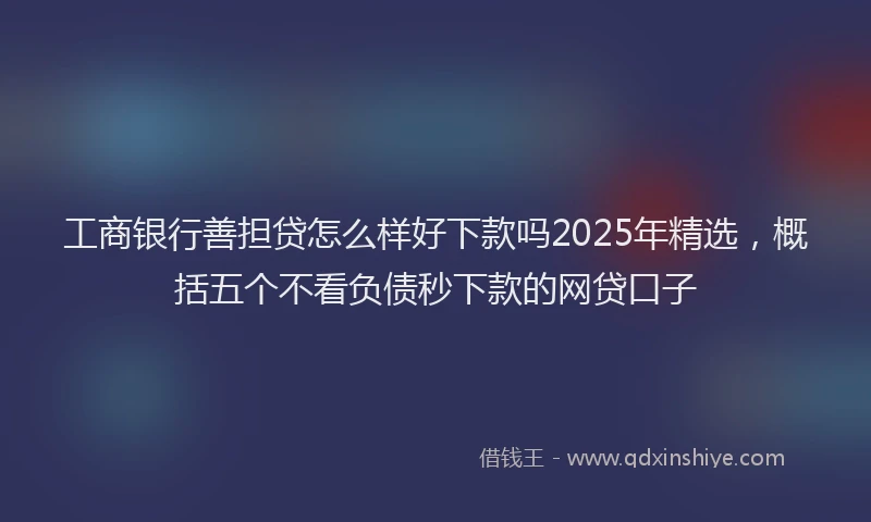 工商银行善担贷怎么样好下款吗2025年精选，概括五个不看负债秒下款的网贷口子
